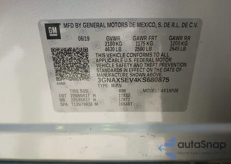 2019 Chevrolet Equinox Ls from USA, damaged, VIN 3GNAXSEV4KS680875